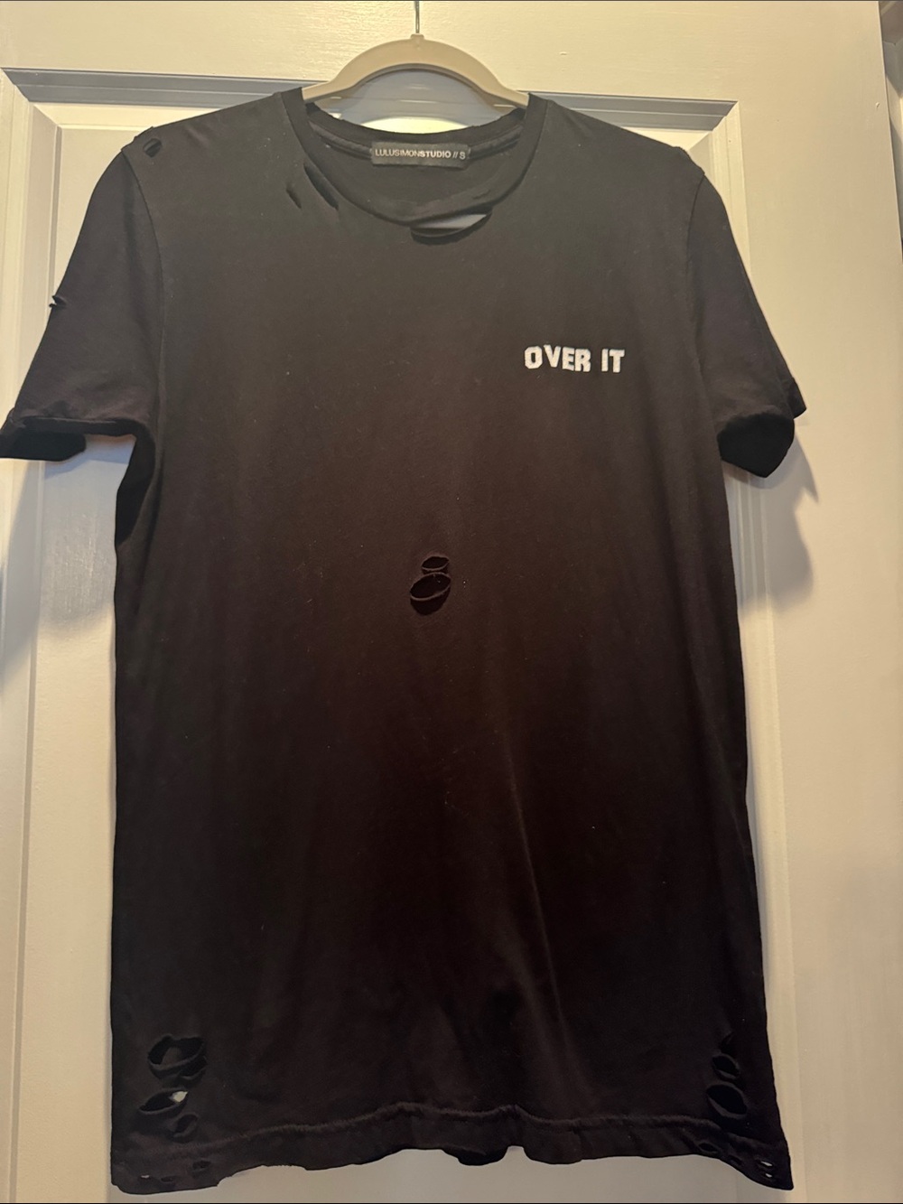 OVER IT Black Distressed Graphic Tee - Women’s Shirt